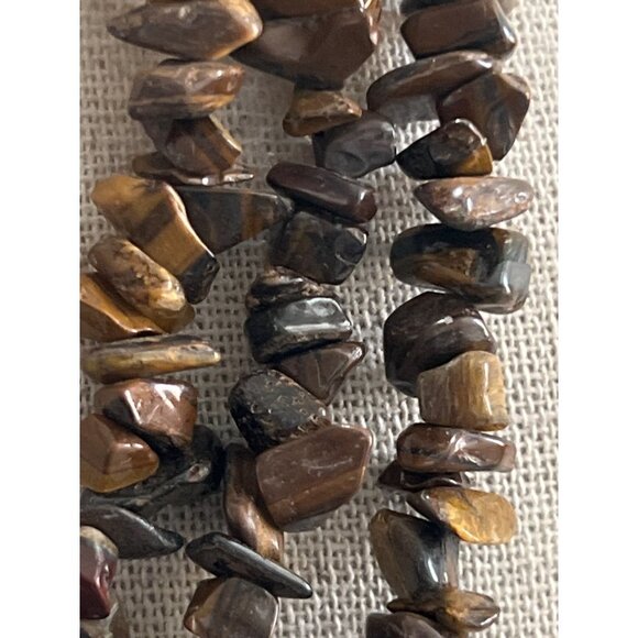 Multi Strand Genuine Tiger Eye Necklace -- 18" - Picture 6 of 8